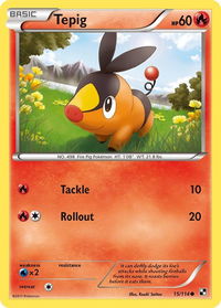 Tepig (15) - Black and White (BLW) #15/114 - Common Pokémon Trading Card