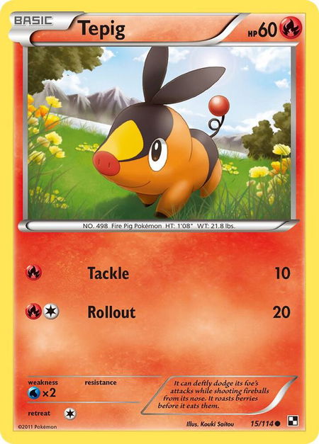 Tepig (15) trading card from Black and White Tepig (15) - Black and White Pokémon trading card