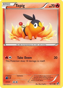 Tepig (16) - Black and White (BLW) #16/114 - Common Pokémon Trading Card