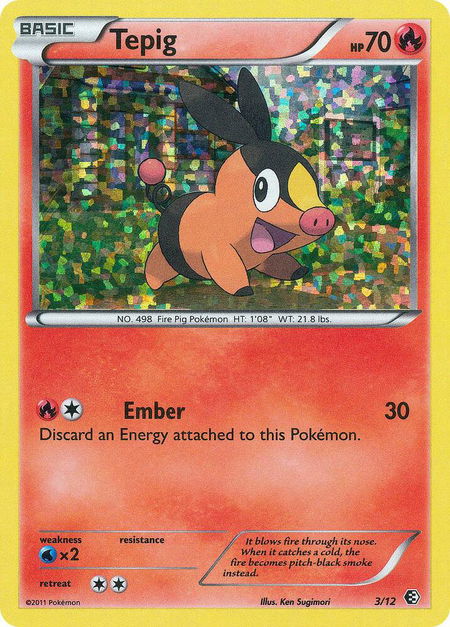 Tepig - 3/12 trading card from McDonald's Promos 2011 Tepig - 3/12 - McDonald's Promos 2011 Pokémon trading card