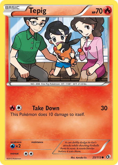 Tepig trading card from Legendary Treasures Tepig - Legendary Treasures Pokémon trading card