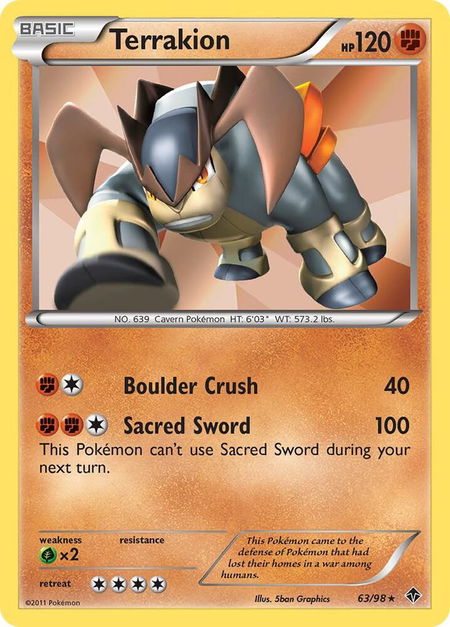 Terrakion - Emerging Powers Pokémon trading card