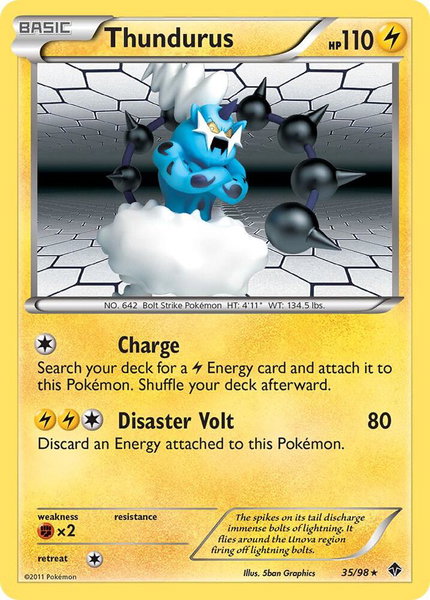 Thundurus trading card from Emerging Powers Thundurus - Emerging Powers Pokémon trading card