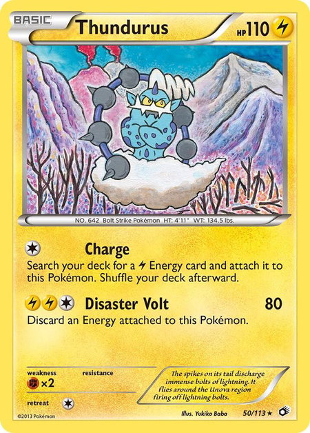Thundurus trading card from Legendary Treasures Thundurus - Legendary Treasures Pokémon trading card