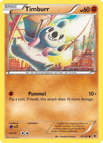 Timburr trading card from Noble Victories Timburr - Noble Victories Pokémon trading card