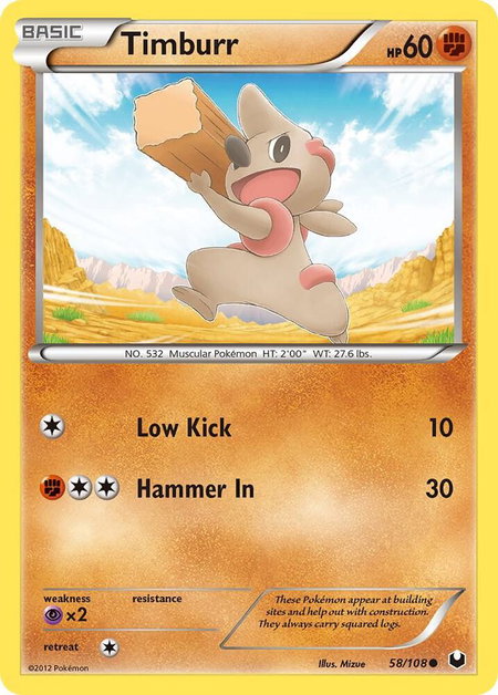 Timburr - Dark Explorers Pokémon trading card