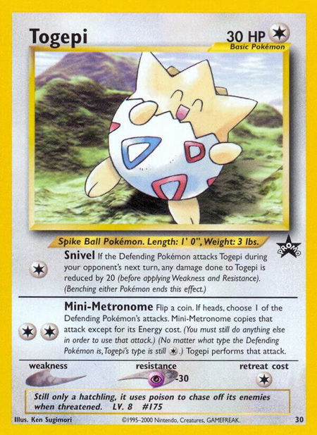 Togepi trading card from WoTC Promo Togepi - WoTC Promo Pokémon trading card