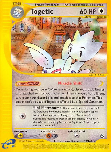 Togetic - Aquapolis Pokémon trading card