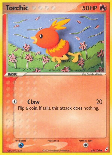 Torchic - 065/100 trading card from Crystal Guardians Torchic - 065/100 - Crystal Guardians Pokémon trading card