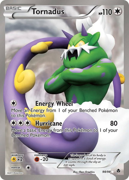 Tornadus (98 Full Art) trading card from Emerging Powers Tornadus (98 Full Art) - Emerging Powers Pokémon trading card