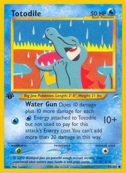Totodile trading card from Neo Destiny Totodile - Neo Destiny Pokémon trading card