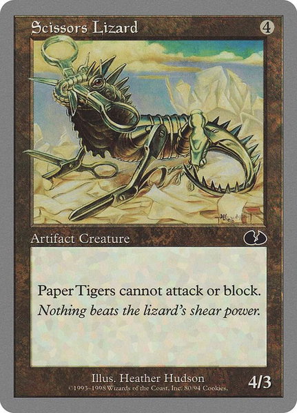 Scissors Lizard trading card from Unglued Scissors Lizard - Unglued Magic: The Gathering trading card