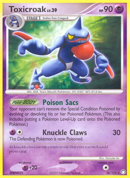Toxicroak trading card from Mysterious Treasures Toxicroak - Mysterious Treasures Pokémon trading card