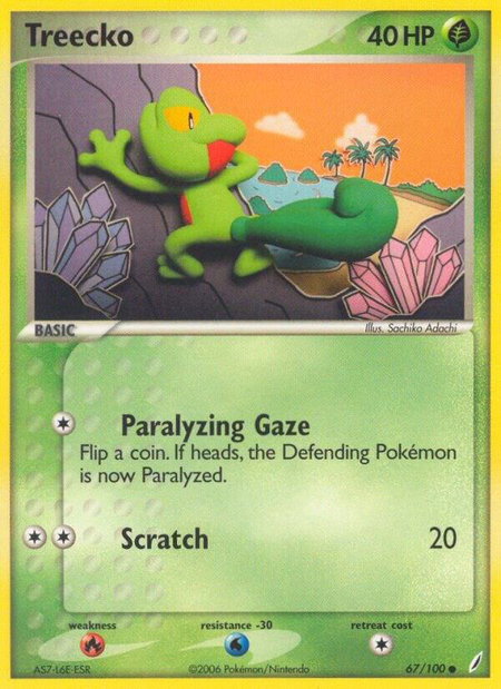 Treecko trading card from Crystal Guardians Treecko - Crystal Guardians Pokémon trading card