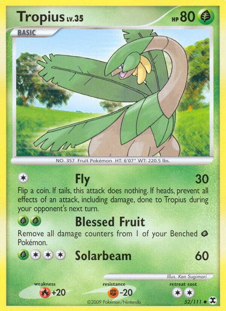 Tropius trading card from Rising Rivals Tropius - Rising Rivals Pokémon trading card