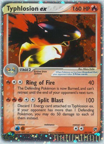 Typhlosion ex trading card from Sandstorm Typhlosion ex - Sandstorm Pokémon trading card