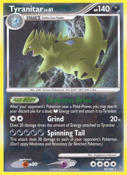 Tyranitar trading card from Stormfront Tyranitar - Stormfront Pokémon trading card