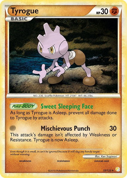 Tyrogue trading card from HeartGold SoulSilver Tyrogue - HeartGold SoulSilver Pokémon trading card