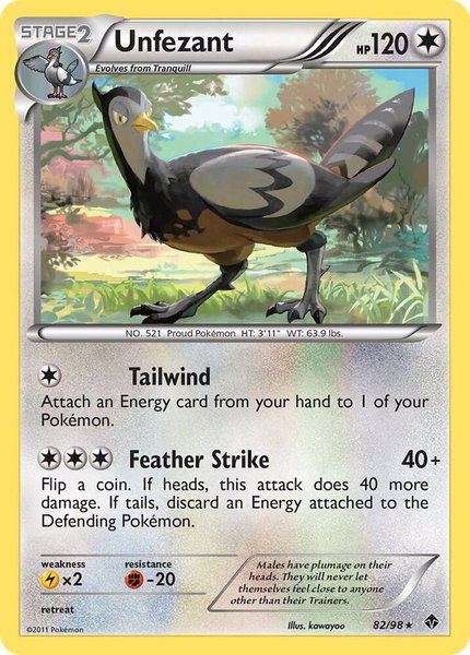 Unfezant - Emerging Powers Pokémon trading card