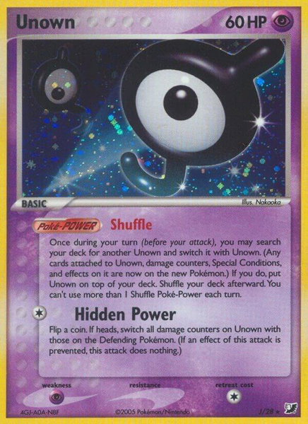 Unown (J) trading card from Unseen Forces Unown (J) - Unseen Forces Pokémon trading card