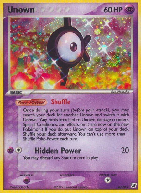 Unown (K) trading card from Unseen Forces Unown (K) - Unseen Forces Pokémon trading card