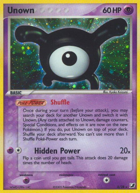 Unown (X) trading card from Unseen Forces Unown (X) - Unseen Forces Pokémon trading card