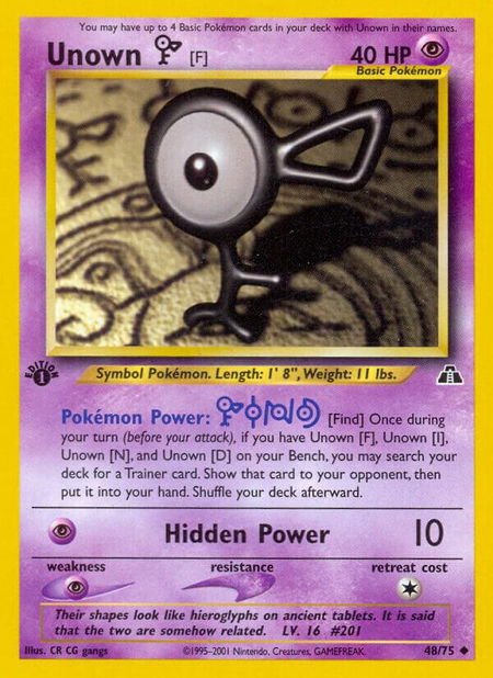 Unown [F] - Neo Discovery Pokémon trading card