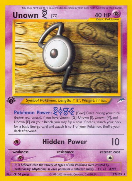 Unown [G] - Neo Destiny Pokémon trading card