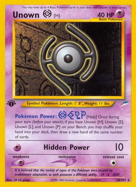 Unown [H] - Neo Destiny Pokémon trading card