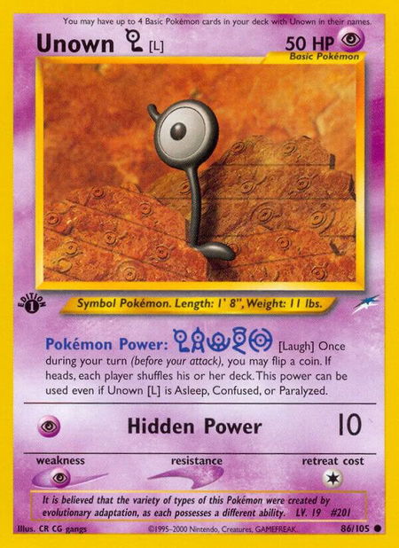 Unown [L] - Neo Destiny Pokémon trading card