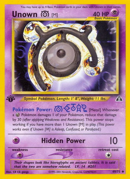 Unown [M] - Neo Discovery Pokémon trading card