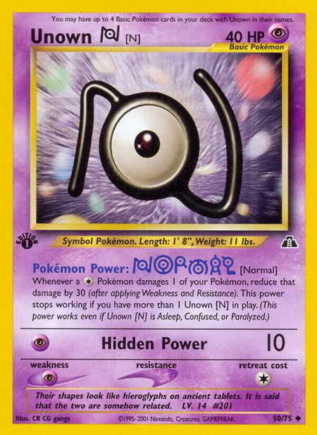 Unown [N] - Neo Discovery Pokémon trading card