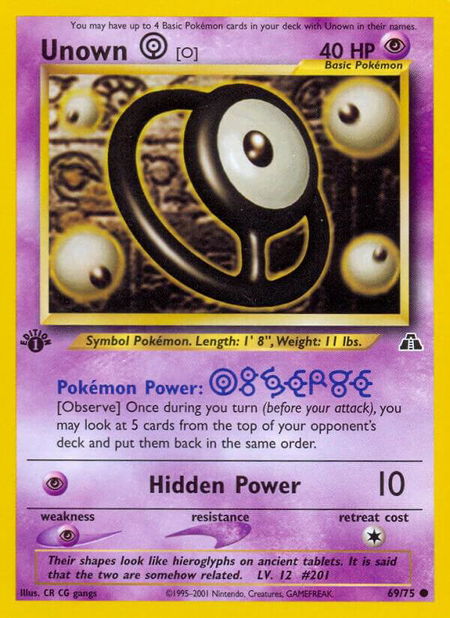 Unown [O] - Neo Discovery Pokémon trading card
