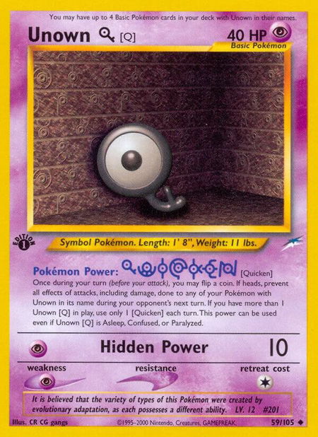 Unown [Q] - Neo Destiny Pokémon trading card
