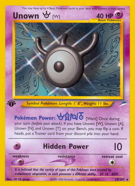 Unown [W] - Neo Destiny Pokémon trading card