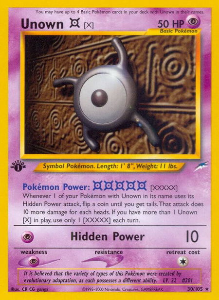 Unown [X] - Neo Destiny Pokémon trading card