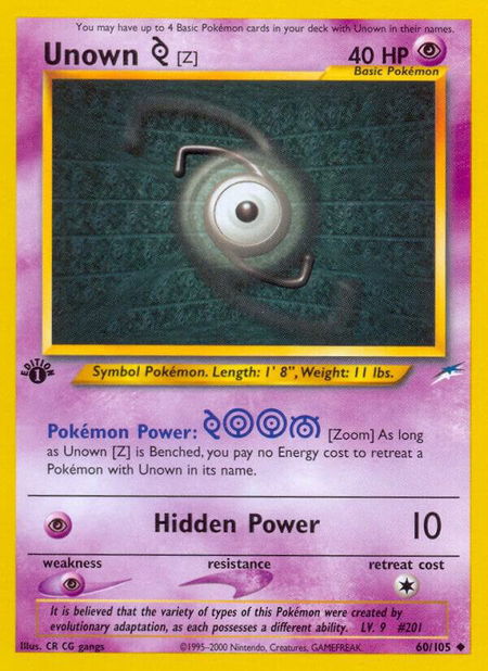Unown [Z] - Neo Destiny Pokémon trading card