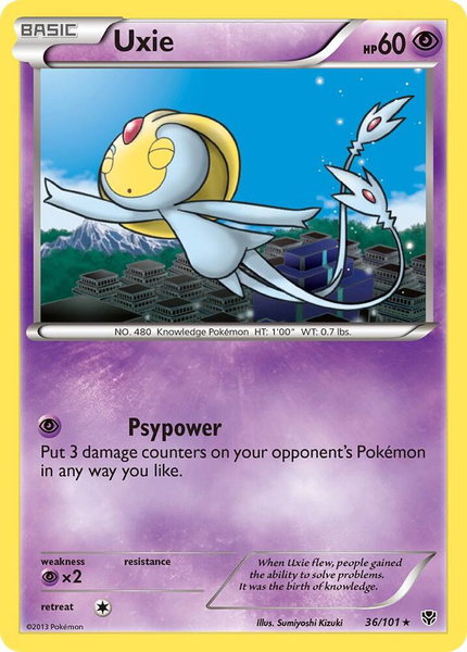 Uxie trading card from Plasma Blast Uxie - Plasma Blast Pokémon trading card