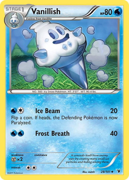 Vanillish trading card from Noble Victories Vanillish - Noble Victories Pokémon trading card