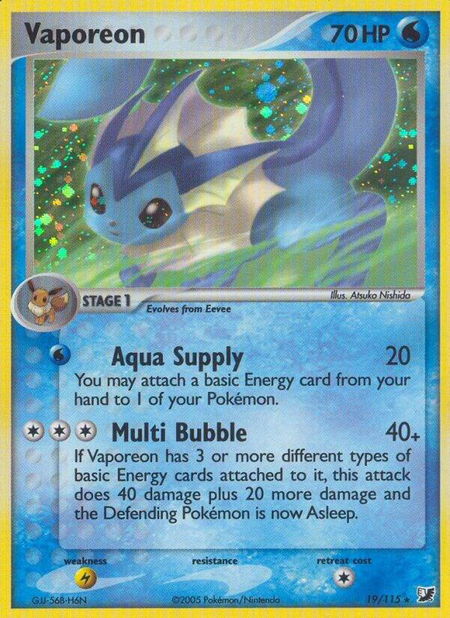 Vaporeon trading card from Unseen Forces Vaporeon - Unseen Forces Pokémon trading card