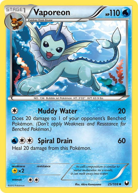 Vaporeon - Dark Explorers Pokémon trading card
