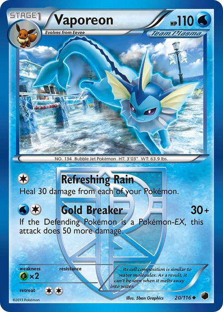 Vaporeon (Team Plasma) - Plasma Freeze Pokémon trading card
