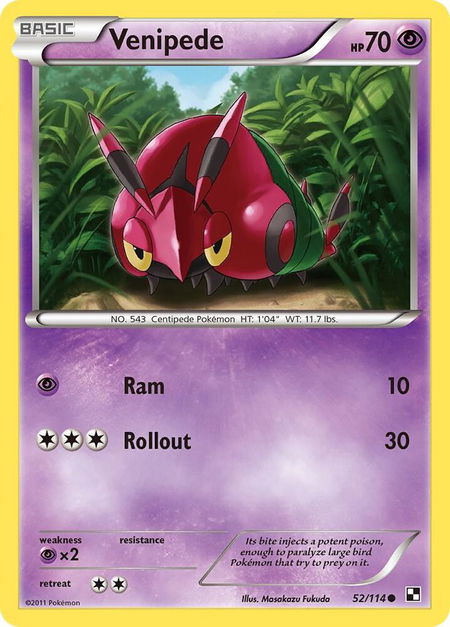 Venipede - Black and White Pokémon trading card