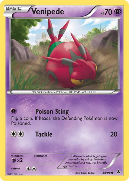Venipede - Emerging Powers Pokémon trading card