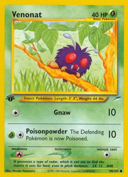 Venonat trading card from Neo Destiny Venonat - Neo Destiny Pokémon trading card
