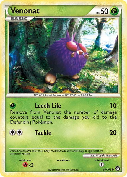 Venonat trading card from Triumphant Venonat - Triumphant Pokémon trading card