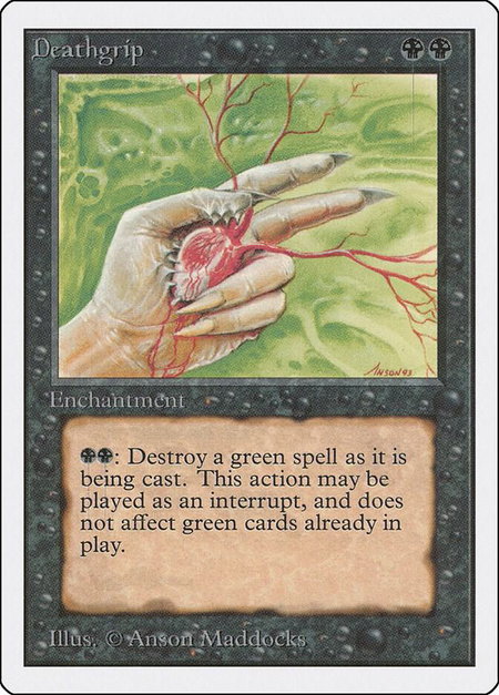 Deathgrip trading card from Unlimited Edition Deathgrip - Unlimited Edition Magic: The Gathering trading card
