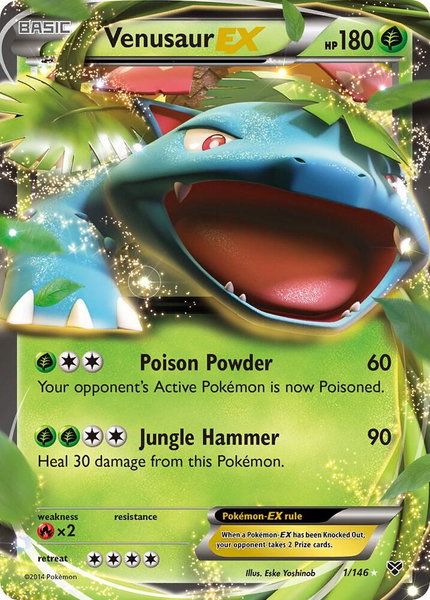 Venusaur EX trading card from XY Base Set Venusaur EX - XY Base Set Pokémon trading card