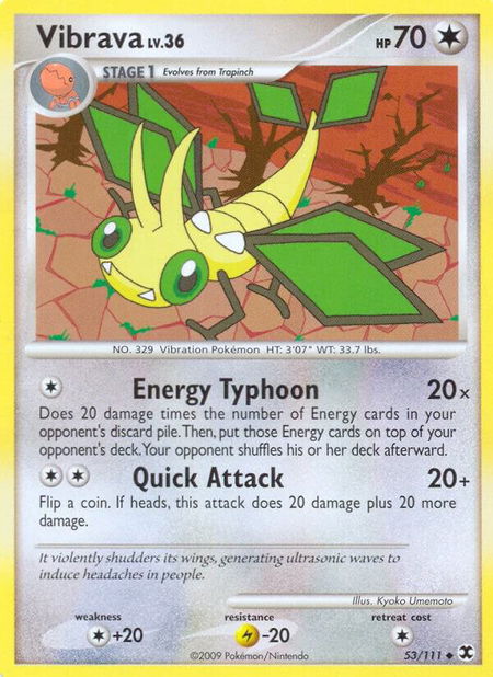Vibrava trading card from Rising Rivals Vibrava - Rising Rivals Pokémon trading card