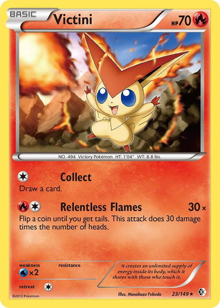 Victini trading card from Boundaries Crossed Victini - Boundaries Crossed Pokémon trading card